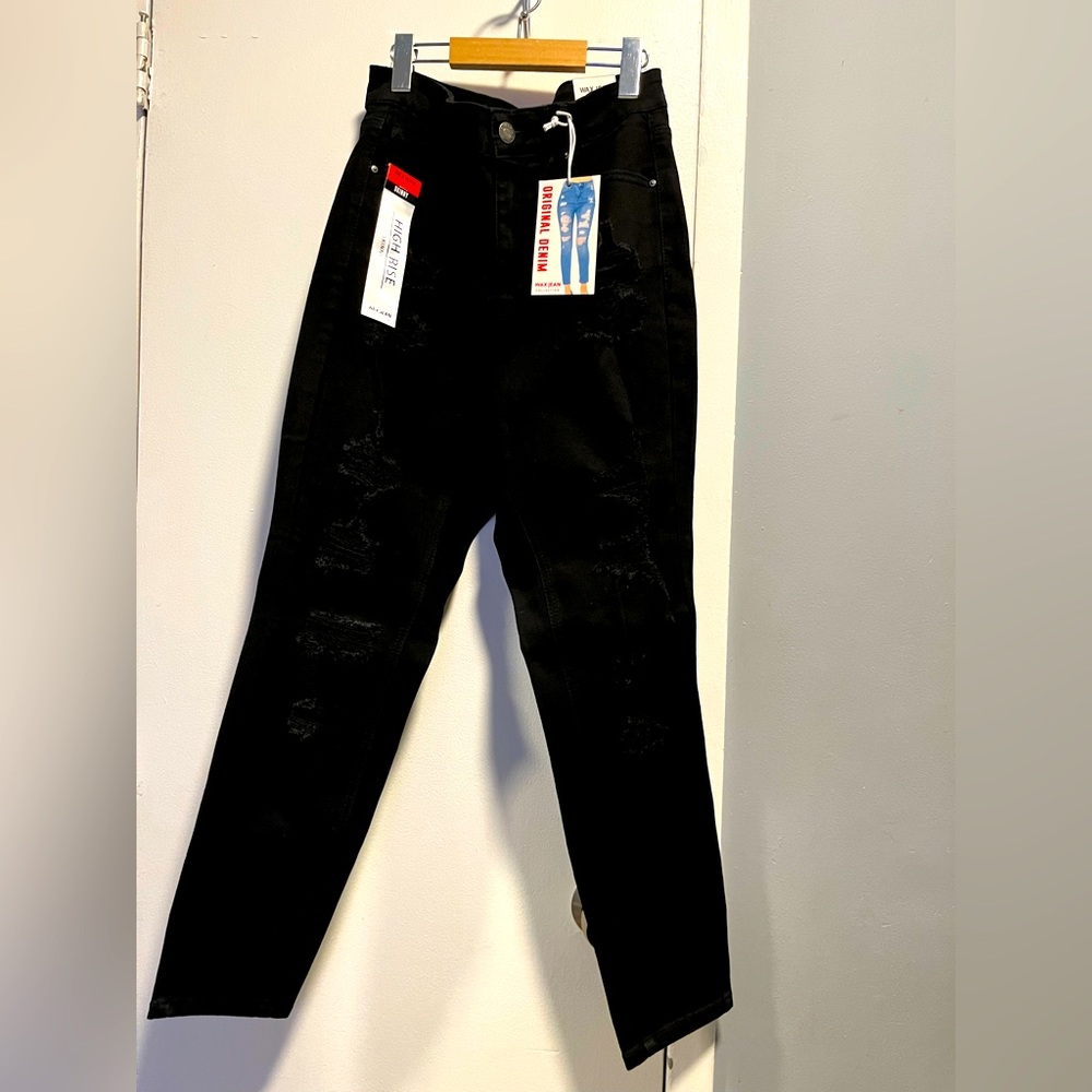 High rise Wax Jean in black size 16